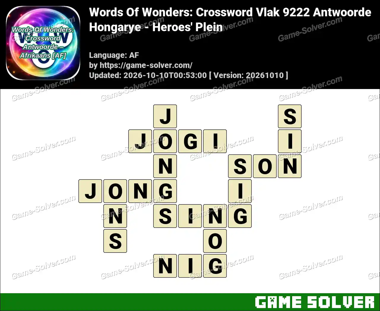 Words Of Wonders: Crossword Vlak 9222 Antwoorde – Hongarye – Heroes’ Plein